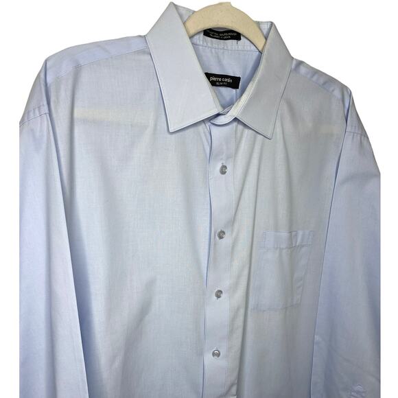 Pierre Cardin Men's Long Sleeve Button Up Dress Shirt Blue Slim Fit Size XL - Picture 6 of 6